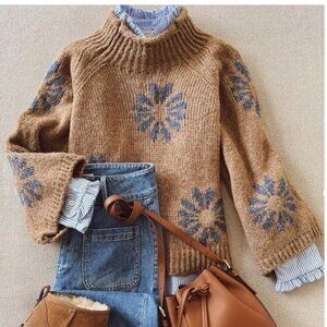 NWT Retro Brown Mock Neck Long Sleeve Sweater Brown / XXL